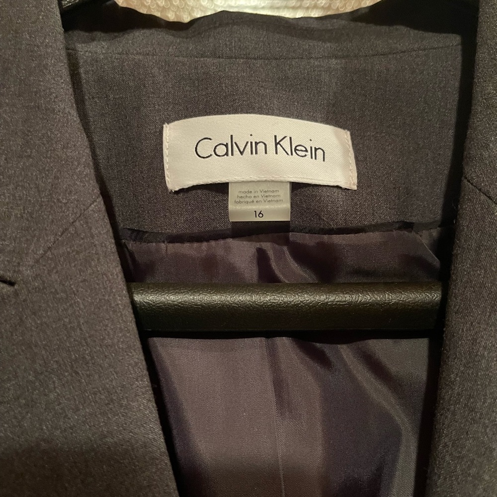 Calvin Klein charcoal gray pantsuit